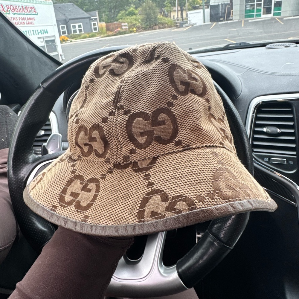 Gucci Beige and Brown GG Bucket Hat